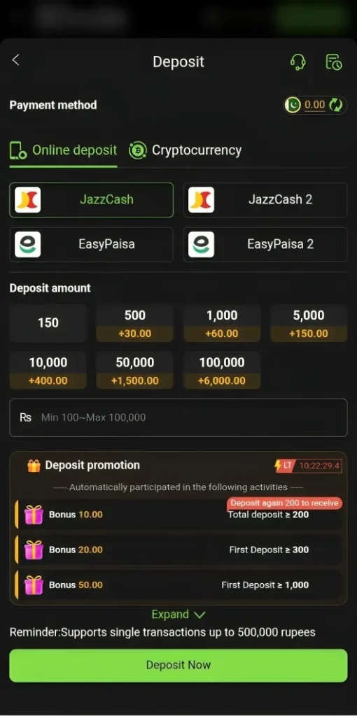 Deposit 10win game